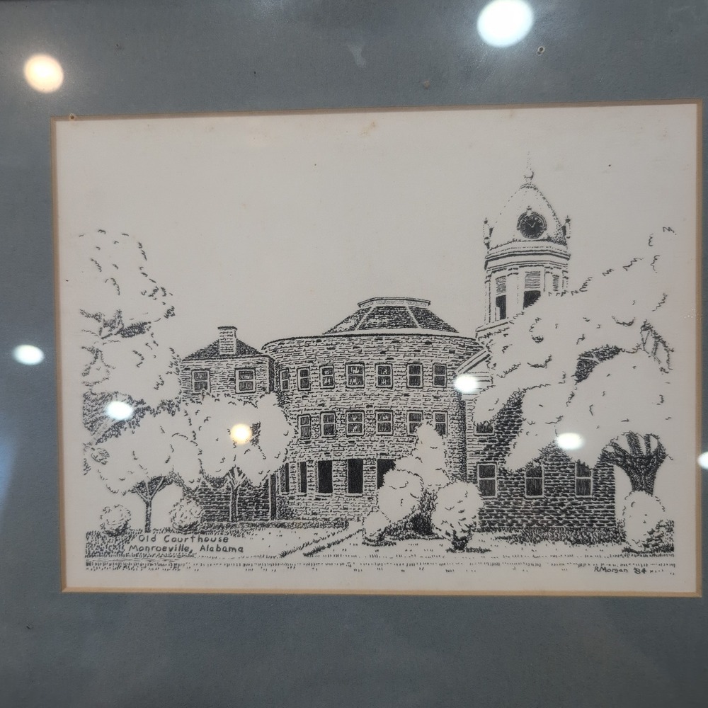 Old Courthouse Monroeville Alabama Lithograph R Morgan 1984 Framed Mockingbird - Picture 2 of 9